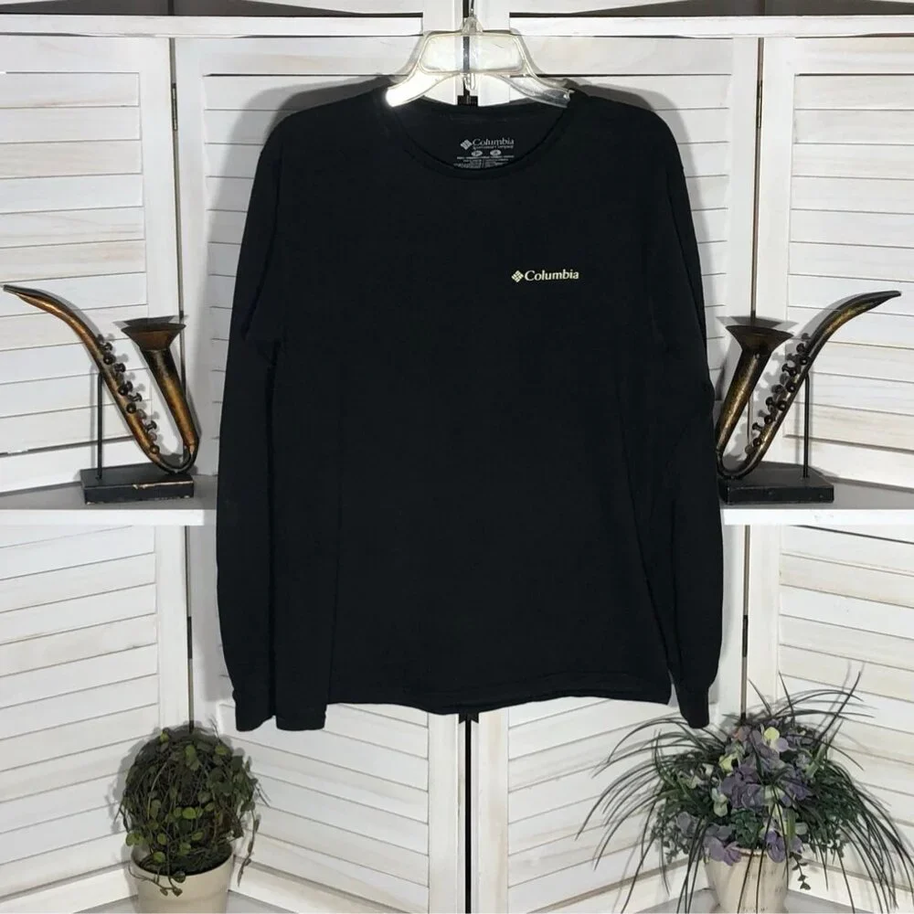 Columbia Black Cotton Long Sleeve Graphic T-Shirt Men's M - Picture 4 of 10